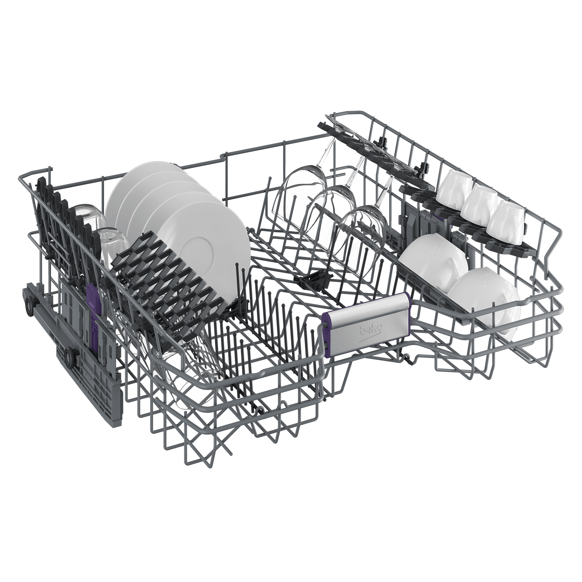 Beko DDT38530XWS Stainless Steel Tall Tub Dishwasher - 16 Place Settings, 45 dBA Ultra Quiet, Top Control Panel with Built-in Water Softener - Perfect for Large Families & Open-Concept Kitchens