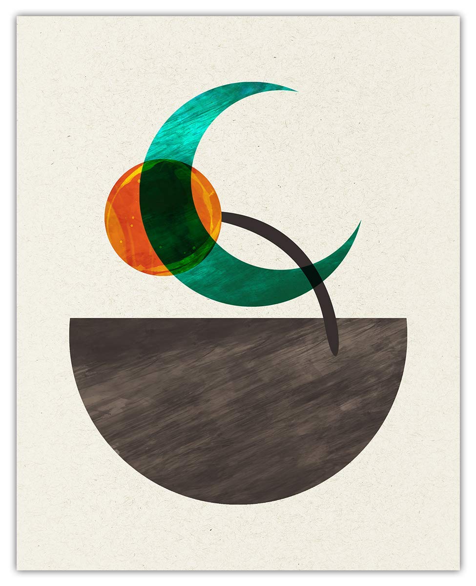 Geometric Moon Plant Abstract Wall Art - Minimalist Aesthetic Boho Decor for Home Office Bedroom & Living Room - Unframed 8x10 Inch Posters - Perfect for Modern Interior Design & Wall Decoration