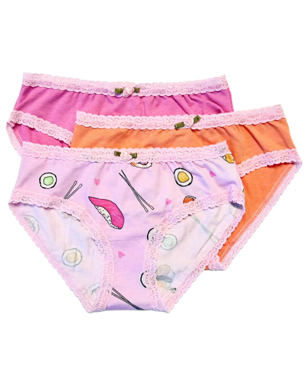 Premium 3-Pack Women's Sushi Print Cotton Underwear - Soft Breathable Panties for Everyday Wear & Fun Themed Lingerie