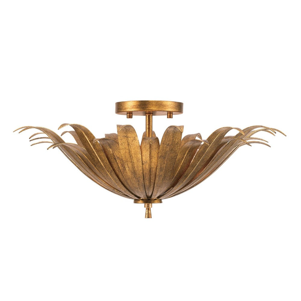 Daylily Semi Flush Mount Ceiling Light - Modern Floral Design Fixture for Bedroom, Living Room & Hallway Lighting