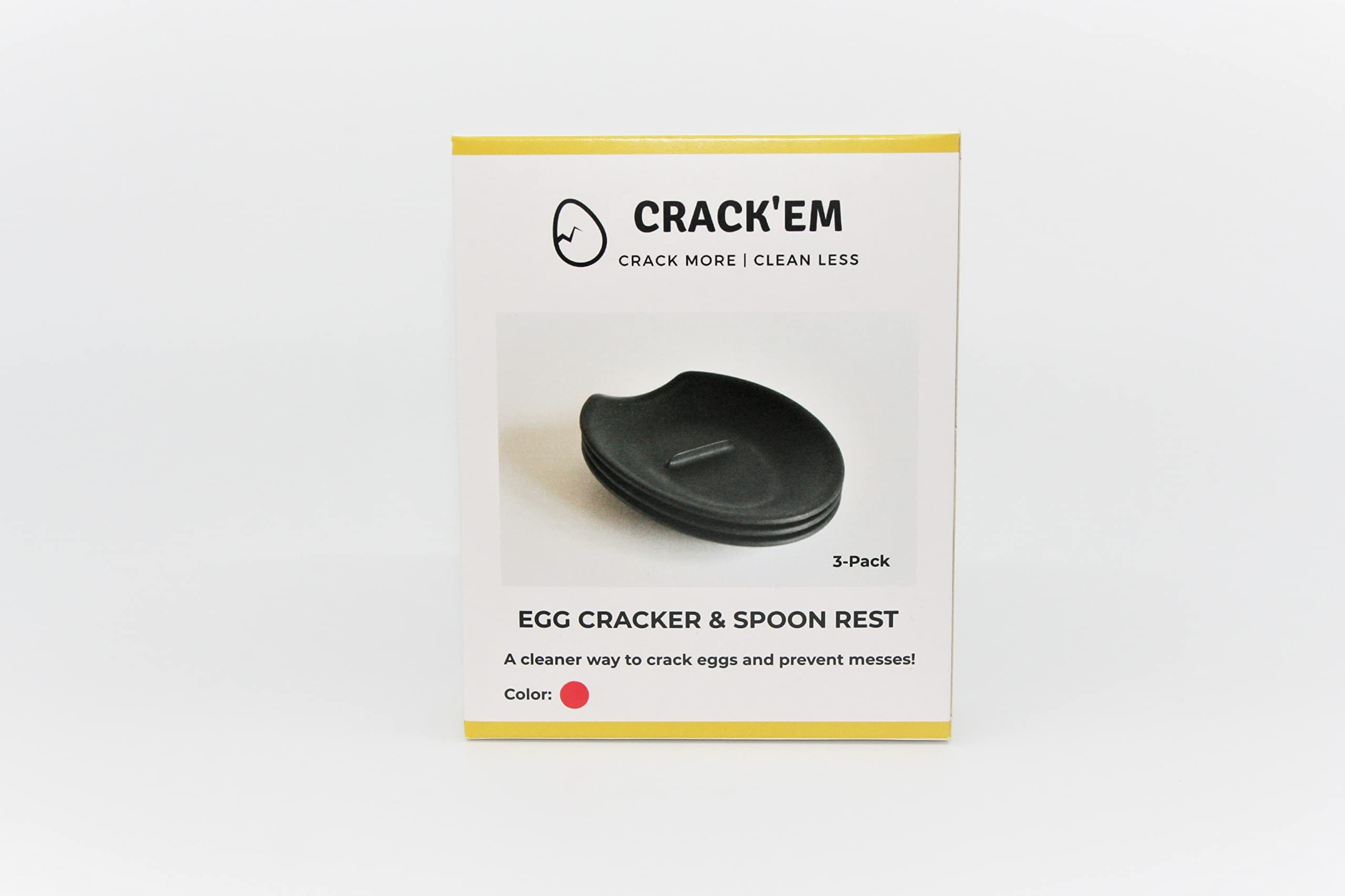 Red Crack'em Egg Cracker & Spoon Rest (3-Pack) - Easy Egg Cracking Tool with Mess-Free Design - Dishwasher Safe for Quick Cleaning - Perfect for Kids & Cooking Enthusiasts - Ideal for Breakfast Prep, Baking, and Kitchen Use