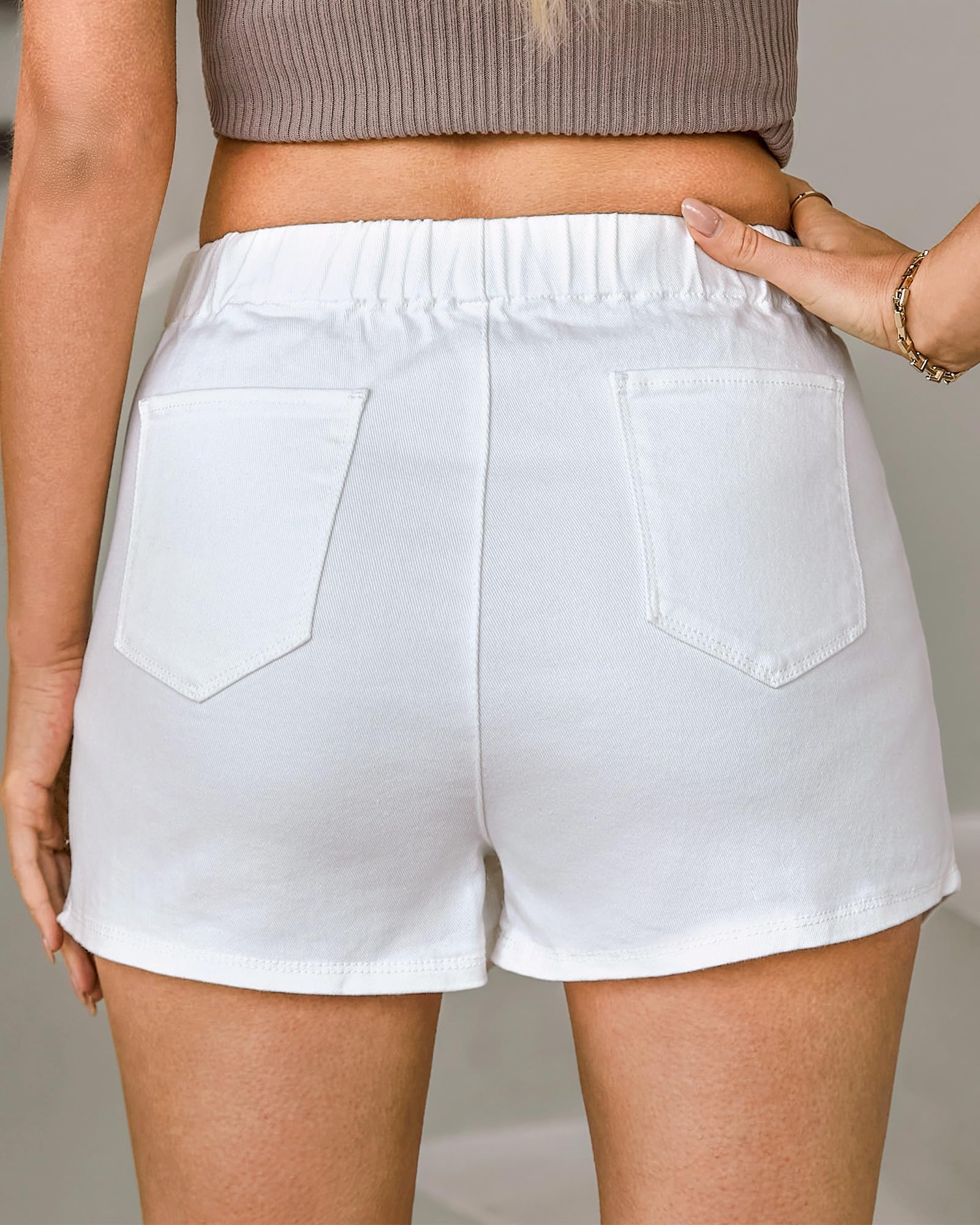 Luvamia High Waisted Stretchy Denim Jean Skorts for Women - Pull On Wrap Skirt with Built-in Shorts, Trendy Asymmetrical Design | Perfect for Casual Outings, Summer Vacations & Outdoor Activities