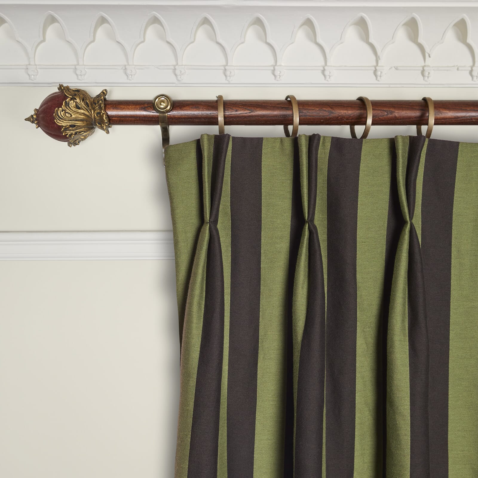 Elegant CAMELOT STRIPE Jacquard Curtain in Verdant Green & Noir Black - Perfect for Living Room, Bedroom & Window Decor