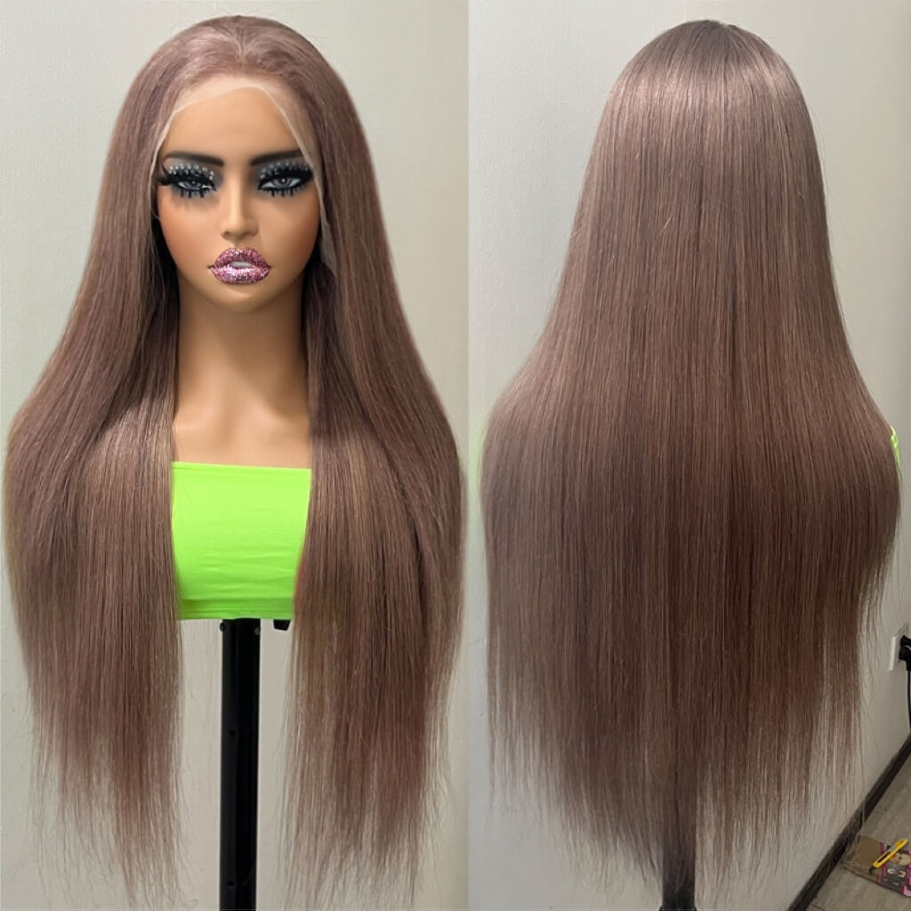 Eullair Rose Milk Tea Colored Body Wave Lace Frontal Wig - Light Flaxen Brown Straight Human Hair Wigs for Black Women | TikTok Hair Inspiration, Perfect for Cosplay, Daily Wear & Special Occasions