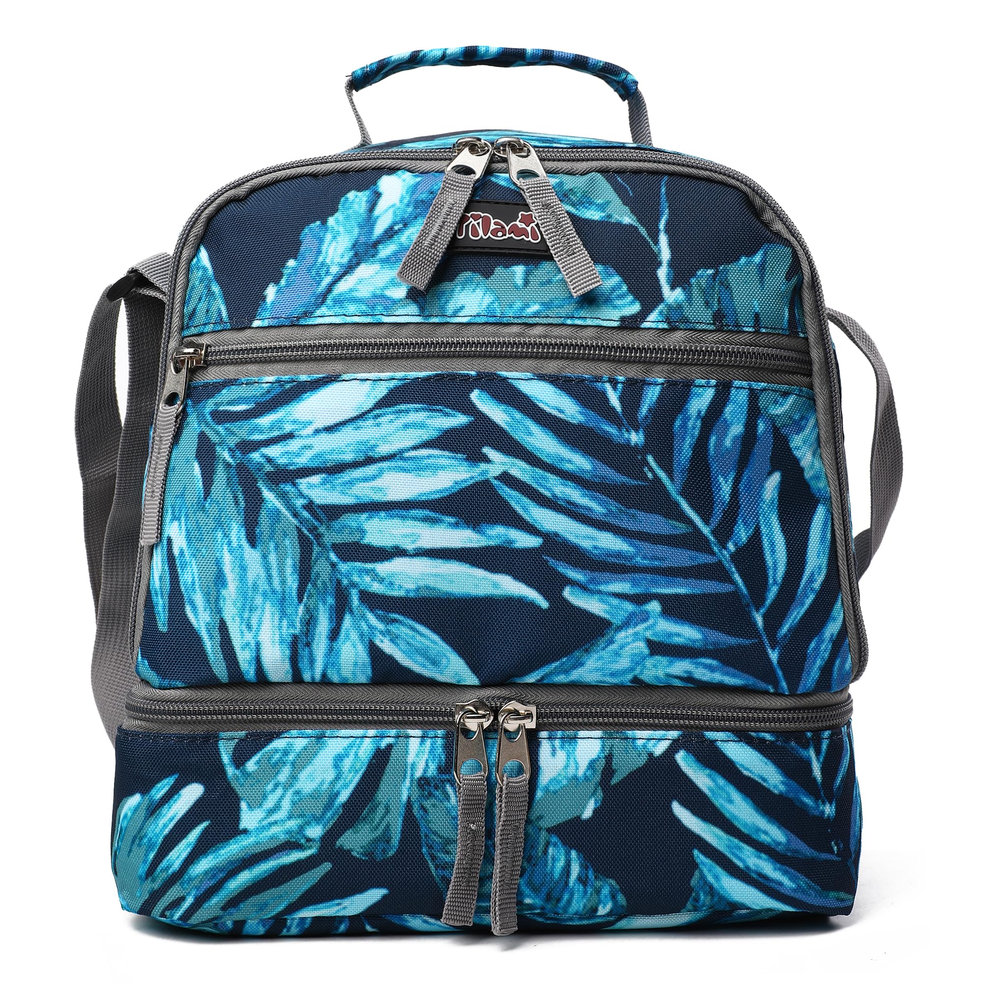 Tilami Insulated Lunch Bag with Adjustable Strap & Zipper Closure - 2 Compartment Leakproof Cooler Bag for Kids & Toddlers (Rainforest Green) - Perfect for School, Picnics & Outdoor Activities