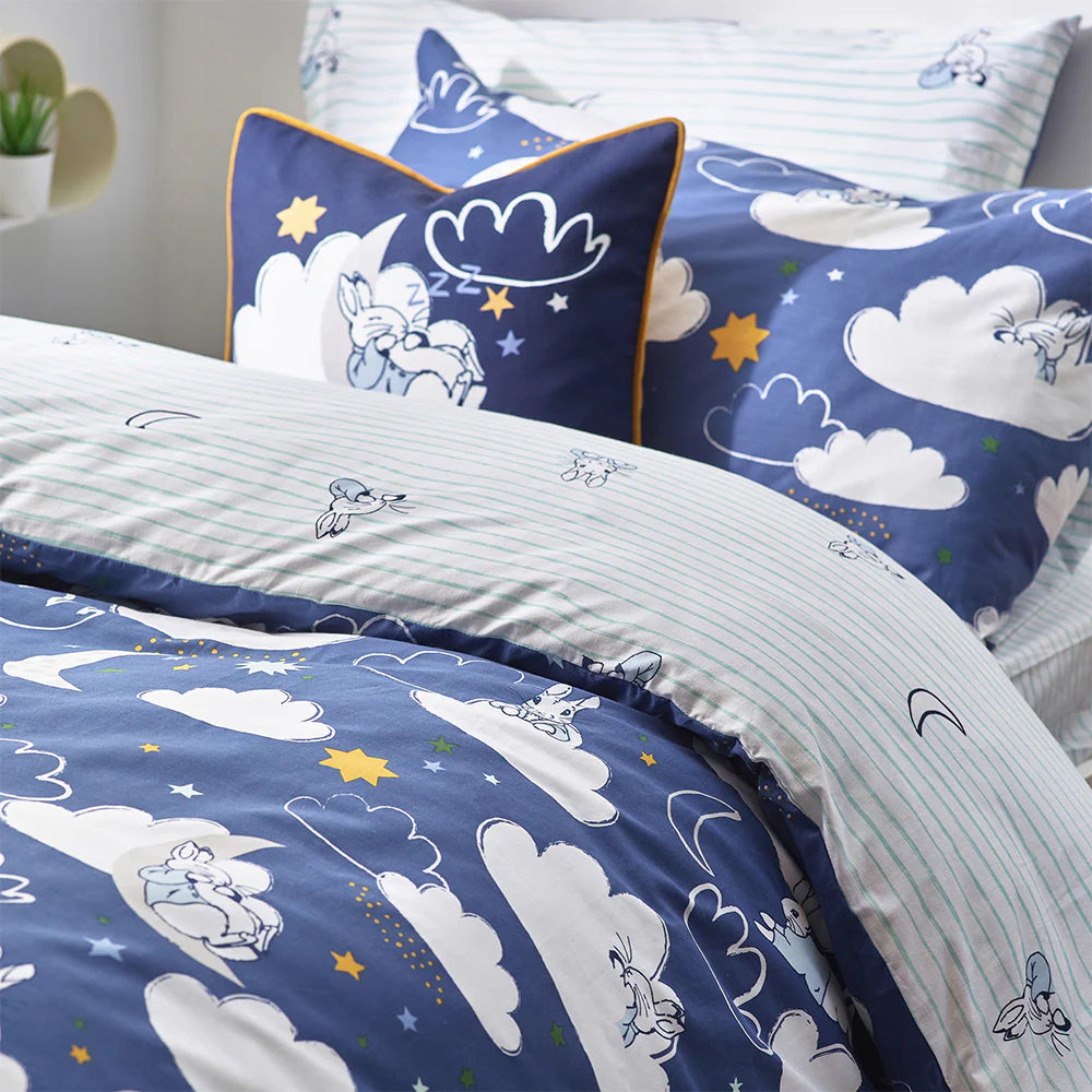Peter Rabbit Sleepy Head Duvet Cover Set - Soft Blue Floral Bedding for Kids & Nursery | Perfect for Baby Shower Gifts & Children's Bedroom Decor