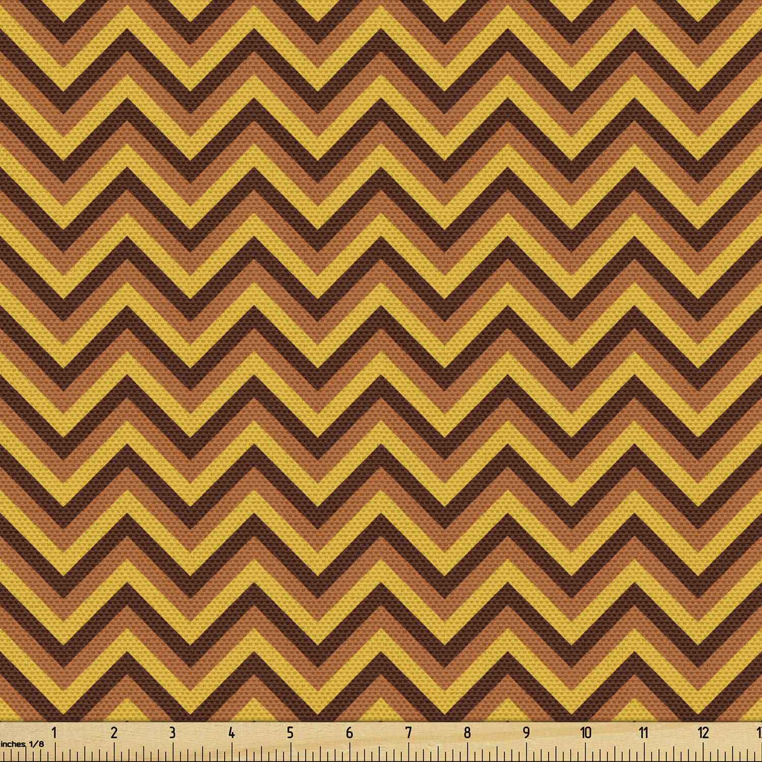 Ambesonne Yellow Chevron Fabric - 2 Yards for Upholstery & Home Decor