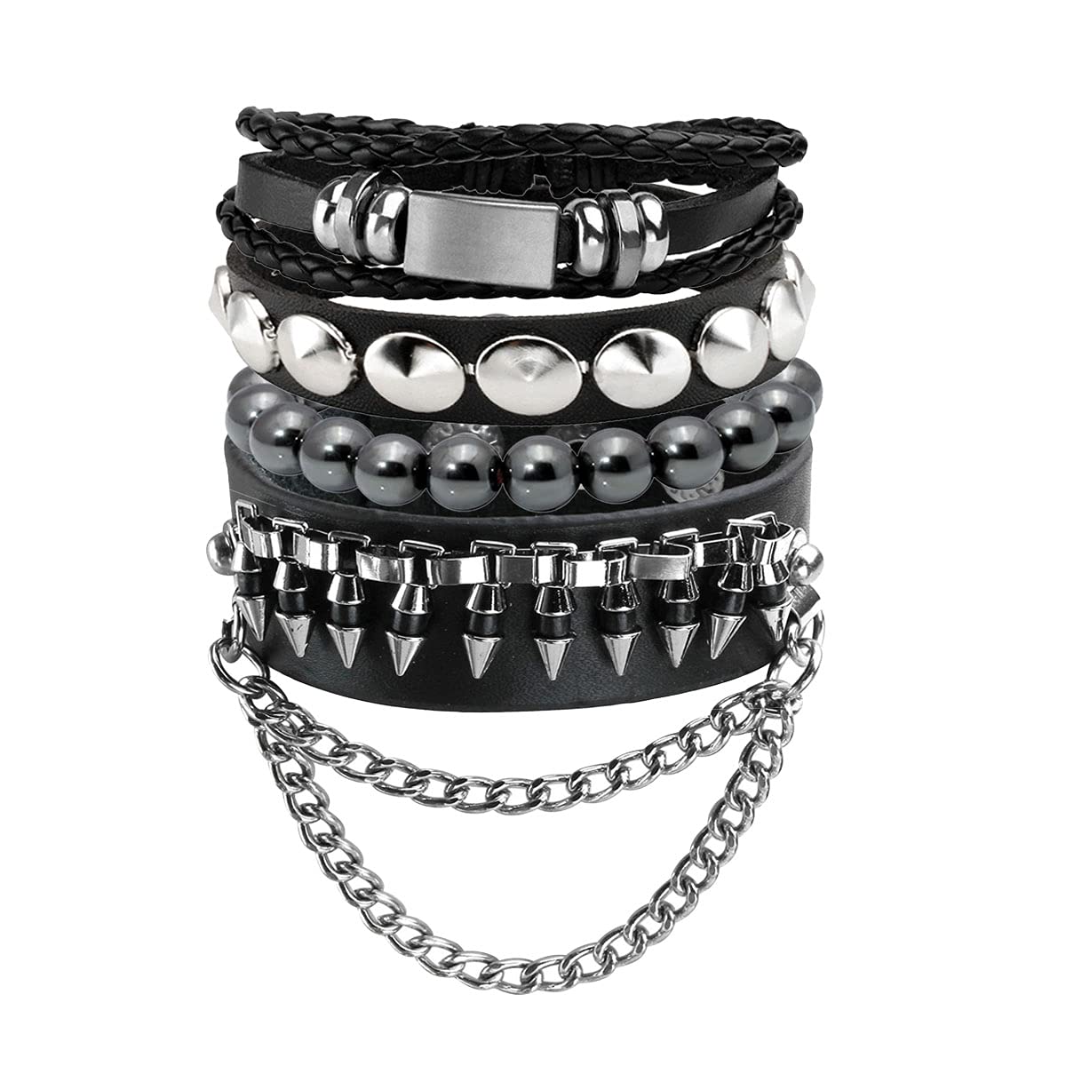 Eigso Custom Constellation Leather Bracelets for Men & Women - Punk Zodiac Wristbands with Studs & Rivets | Perfect for Gift Giving, Fashion Accessories & Astrology Lovers
