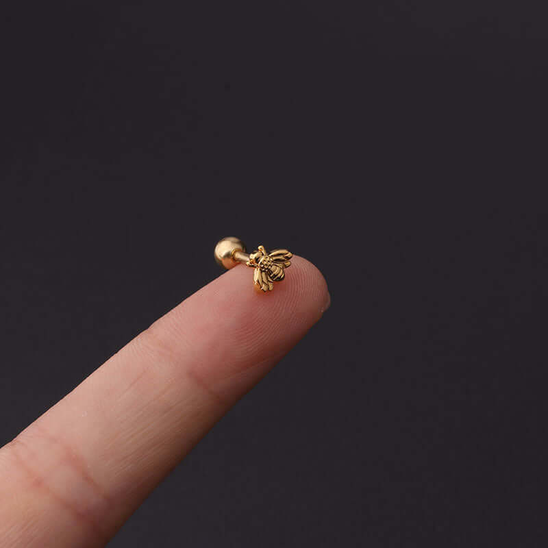 16G Bumble Bee Conch Stud Helix Piercings - Hypoallergenic Surgical Steel Earrings for Cartilage, Tragus & Helix | Perfect for Everyday Wear & Unique Style