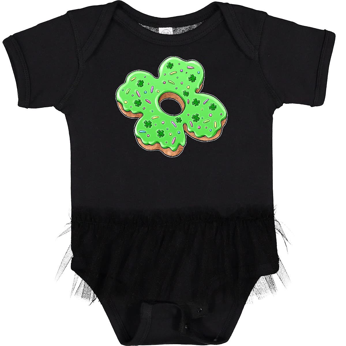 Inktastic St. Patrick's Day 4 Leaf Clover Donut with Infant Tutu Bodysuit - Cute Baby Outfit for St. Paddy's Day Celebrations & Photo Shoots