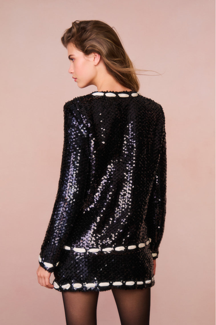 Rosina Ribbon Sequined Jacket for Women - Sparkly Party Blazer with Rhinestone Decorations | Perfect for Evening Events, Weddings & Special Occasions