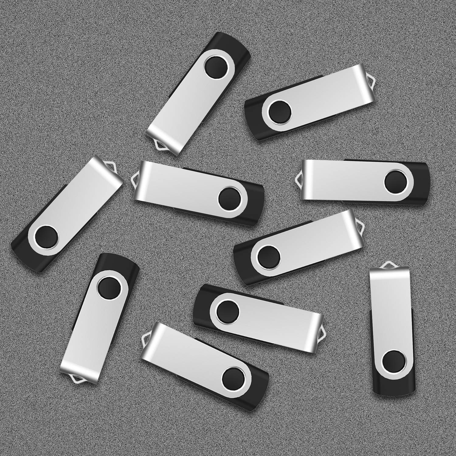 RAOYI 50 Pack 128MB USB 2.0 Flash Drives - Swivel Metal Cap Thumb Drive with LED Indicator, Black | Bulk USB Memory Sticks for Data Storage, File Transfer, Office & School Use