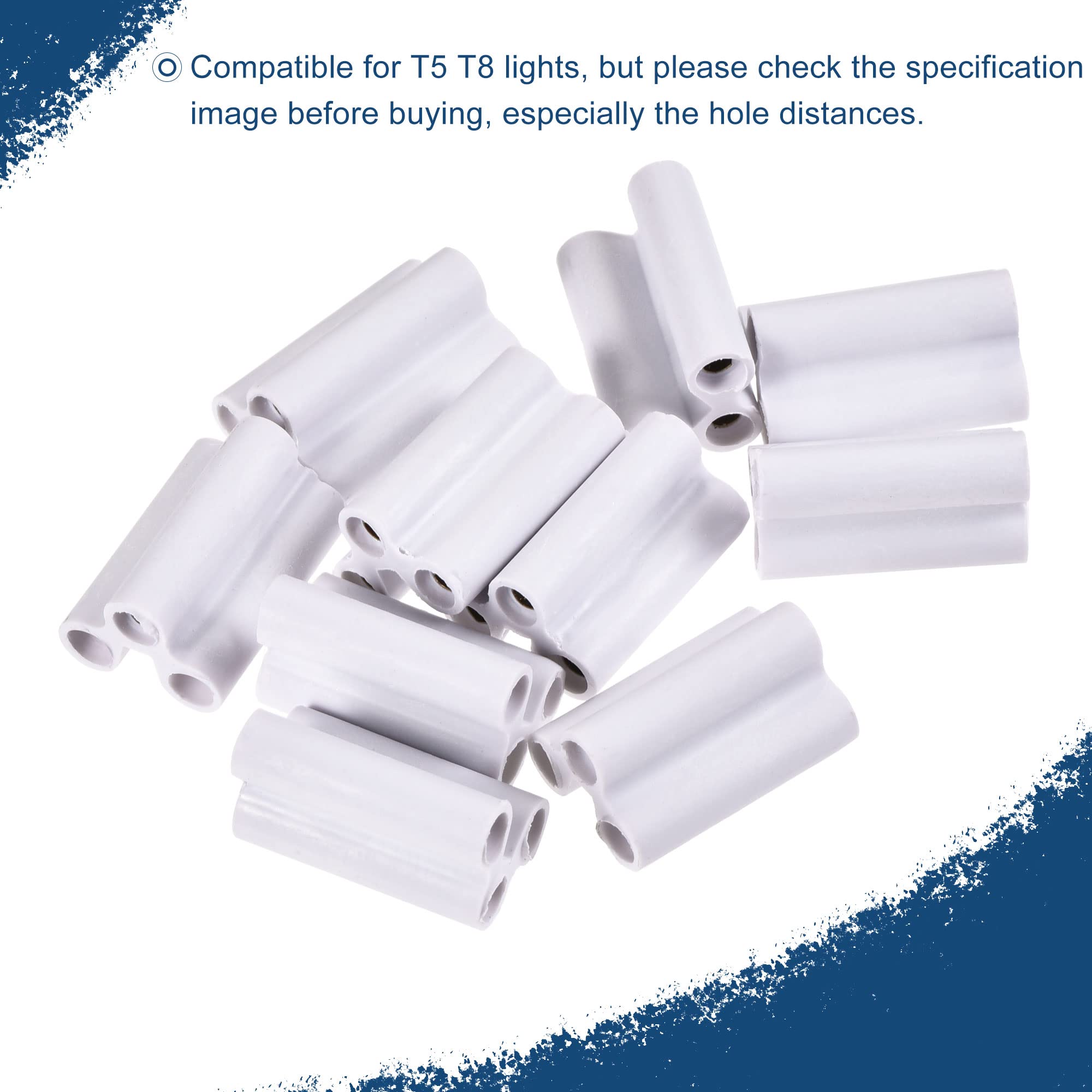 MECCANIXITY 3-Pin T5 T8 LED Tube Light Connector - 10 Pack for Ceiling Light Fixtures | Easy Installation & Secure Socket Plug | Perfect for Home, Office & Commercial Lighting