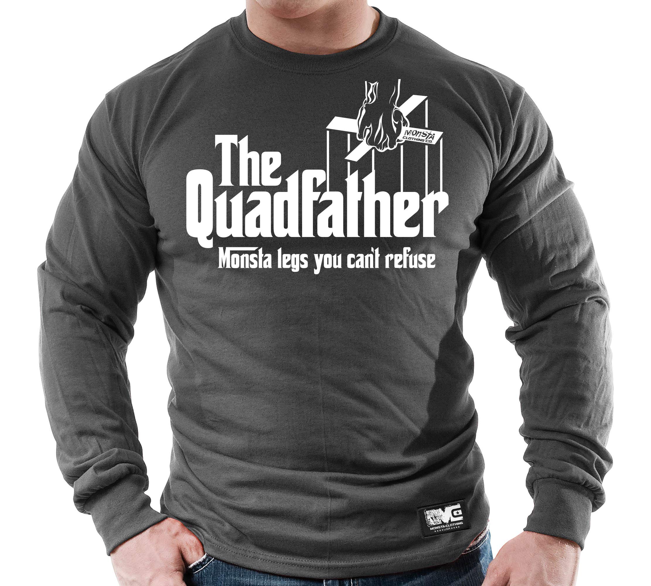 The QuadFather Men's Bodybuilding Workout Gym Long Sleeve Shirt for Men - High Performance Training & Weightlifting Apparel for Gym, Fitness & Bodybuilding