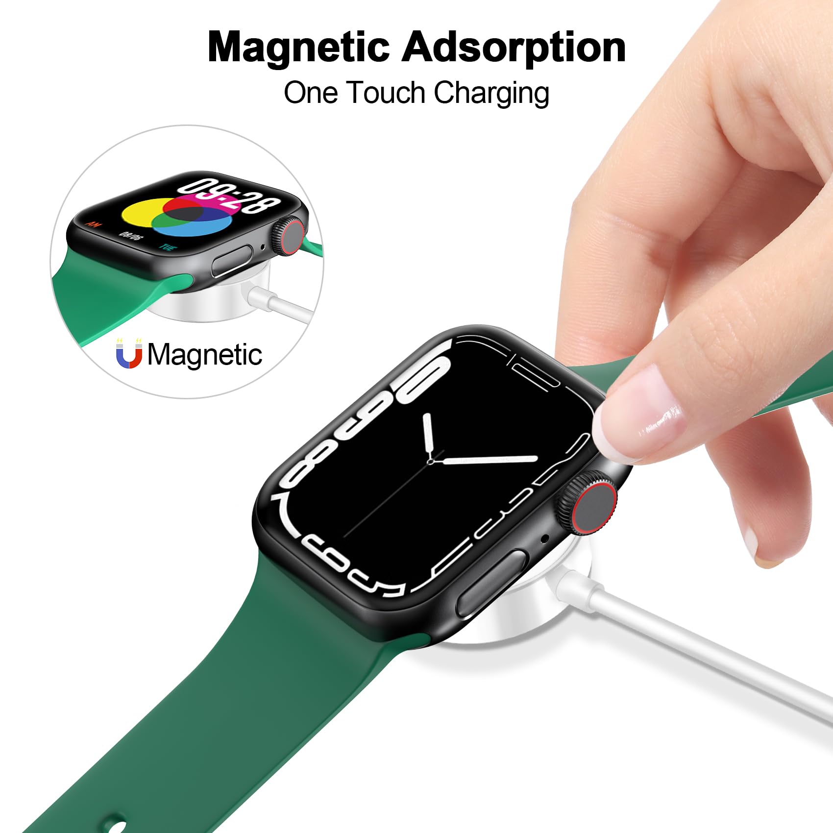 Magnetic Charging Cable for Apple Watch - USB C Wireless Charger Compatible with iWatch Series Ultra 2/Ultra/8/7/6/SE/SE 2/5/4/3/2 - 4.9FT/1.5M White - Perfect for Home, Office, Travel & Nightstand Charging