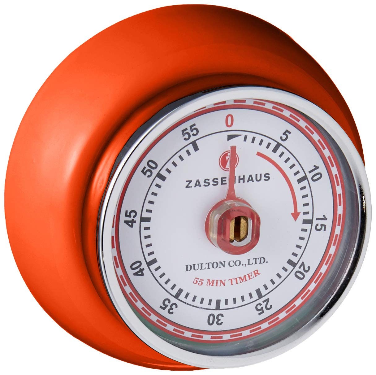 Zassenhaus Magnetic Retro Kitchen Timer - Classic Mechanical Cooking Timer with Loud Alarm, 2.75 Inch (Orange) - Perfect for Baking, Cooking, Meal Prep & Kitchen Decor