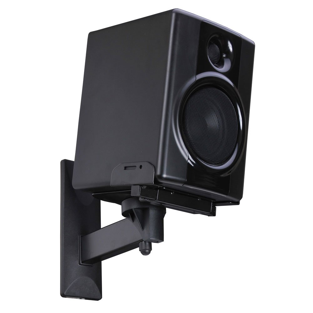 VideoSecu Side Clamping Bookshelf Speaker Wall Mount - Heavy Duty Steel Bracket (Pair) for Home Theater, Studio & Office Audio Setup - 3LH Design