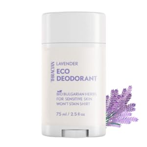 Thracian™ Bio Lavender Natural Deodorant with Zinc Oxide for Sensitive Skin | Aluminum, Baking Soda & Alcohol Free | Unscented 2.5 Fl Oz | Perfect for Daily Use & Eco-Conscious Lifestyle