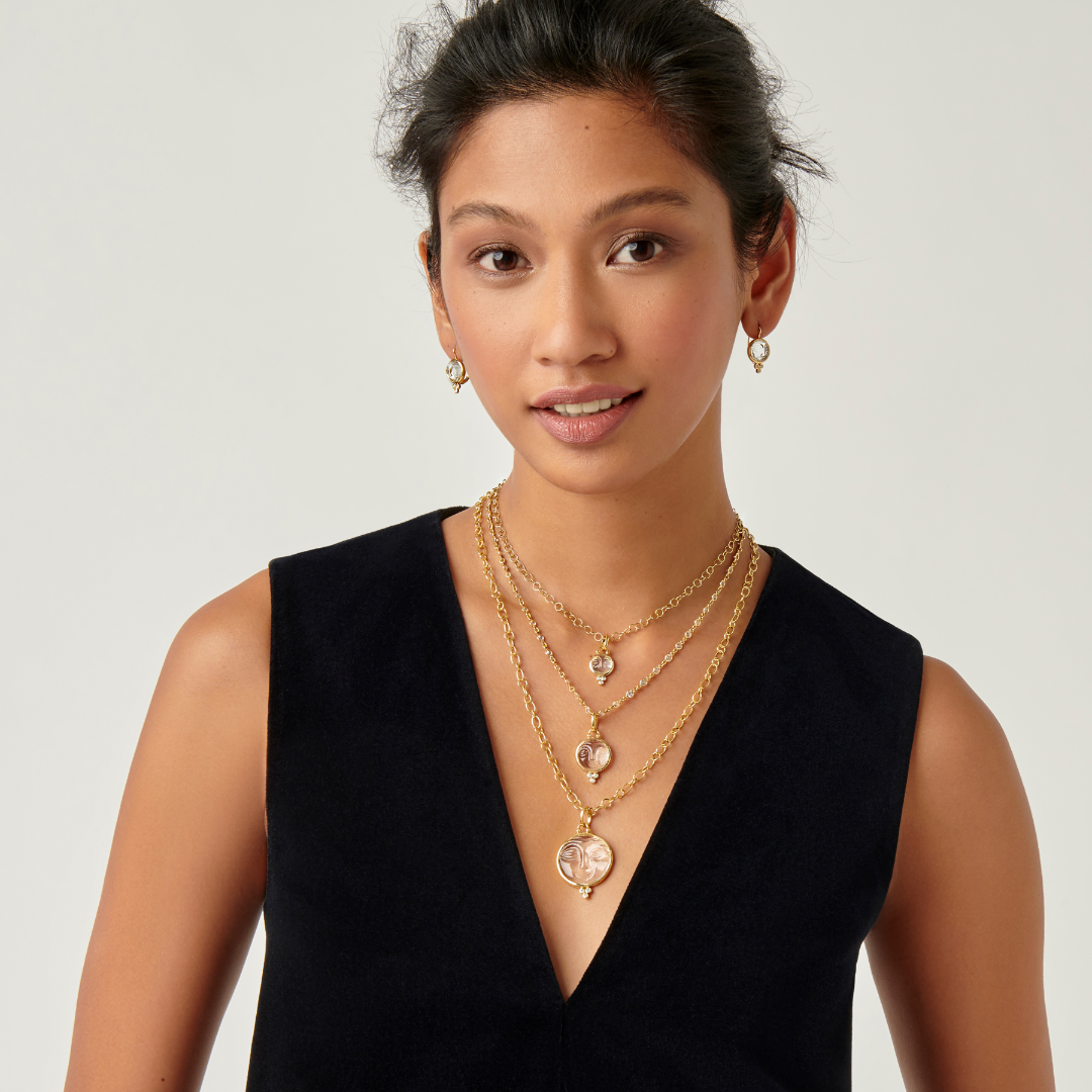 Temple St. Clair Moonface Pendant Necklace - 18K Gold Vermeil Moon Charm Jewelry for Women | Perfect for Date Night, Gift Giving & Special Occasions