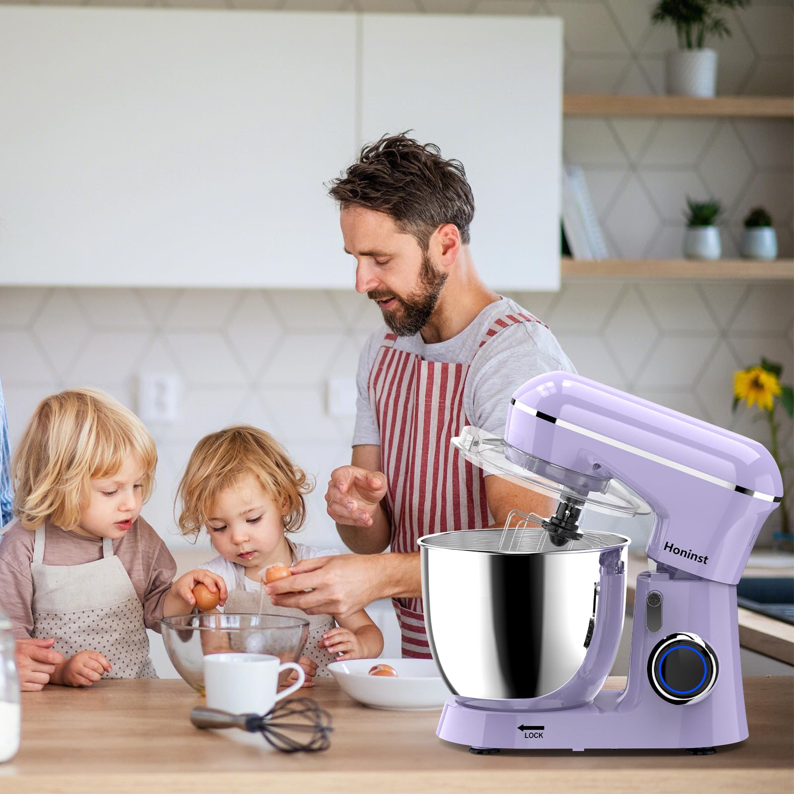 6.5QT 10-Speed Tilt-Head Stand Mixer - 3-in-1 Electric Kitchen Mixer with Stainless Steel Bowl, Dough Hook, Whisk & Beater - Perfect for Baking Cakes, Cookies, Bread & More - Purple Countertop Mixer for Home Bakers & Cooking Enthusiasts