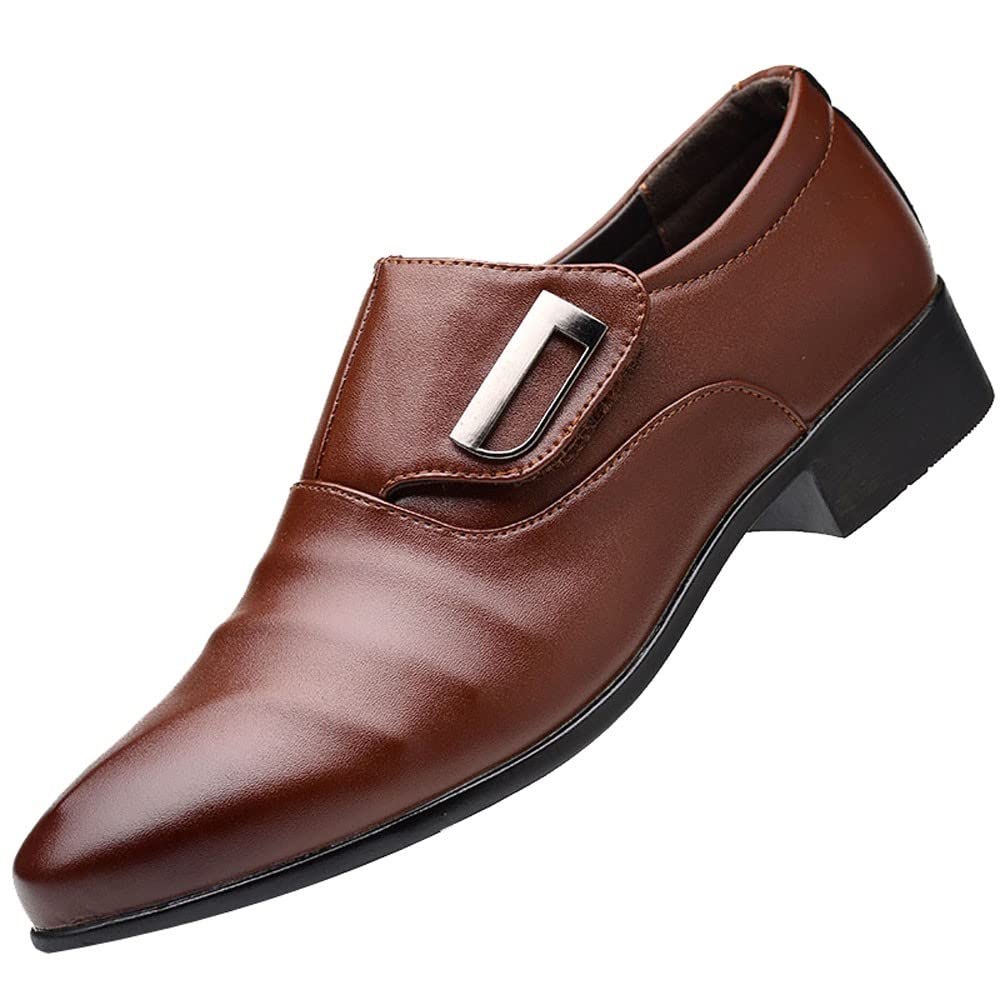 **SGAOGEW Men's Breathable Slip-On Leather Shoes - Comfortable Hiking, Trekking & Business Casual Shoes for Outdoor & Office Wear**