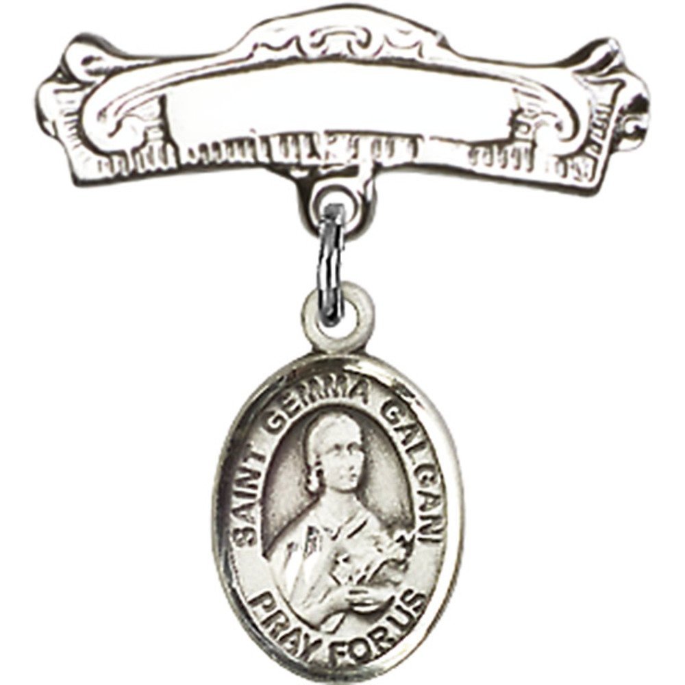Sterling Silver Baby Badge with St. Gemma Galgani Charm - 7/8
