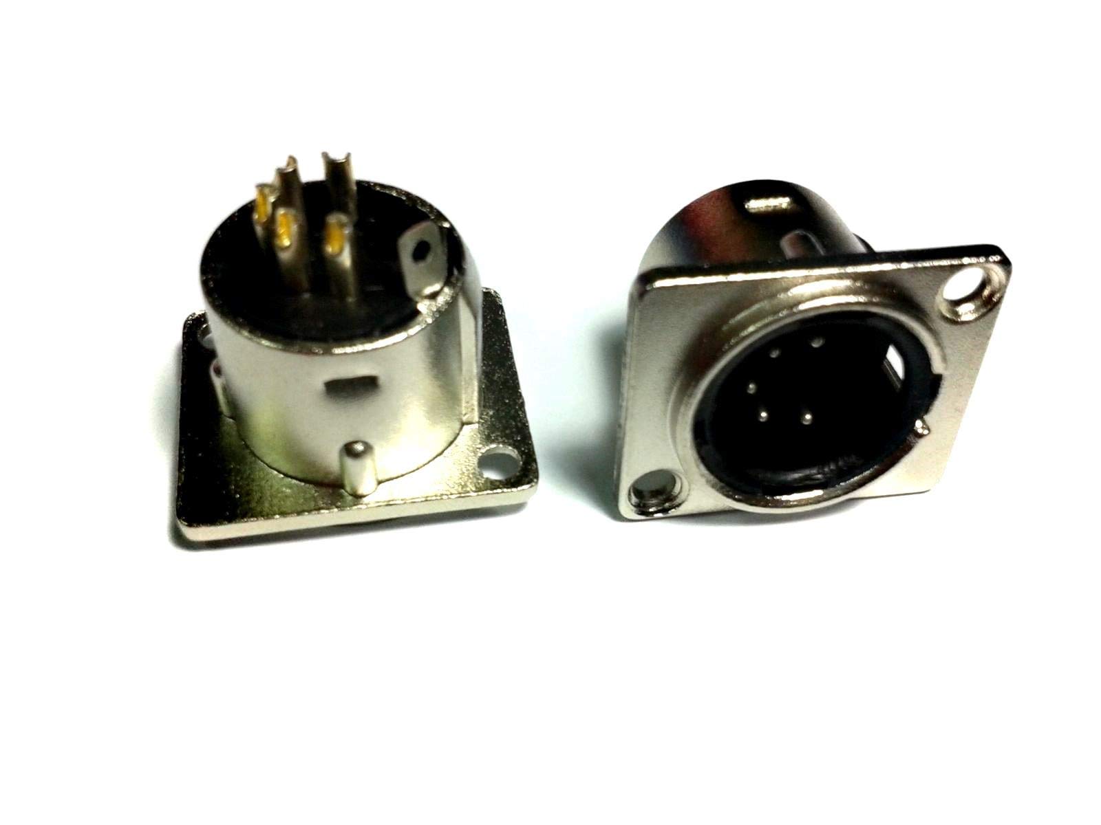 20PCS XLR 5-Pin Male Chassis Mount Panel Socket Connector for DMX Lighting, Intercom, and Professional Audio Equipment - Perfect for Stage, Studio, and Live Sound Setups