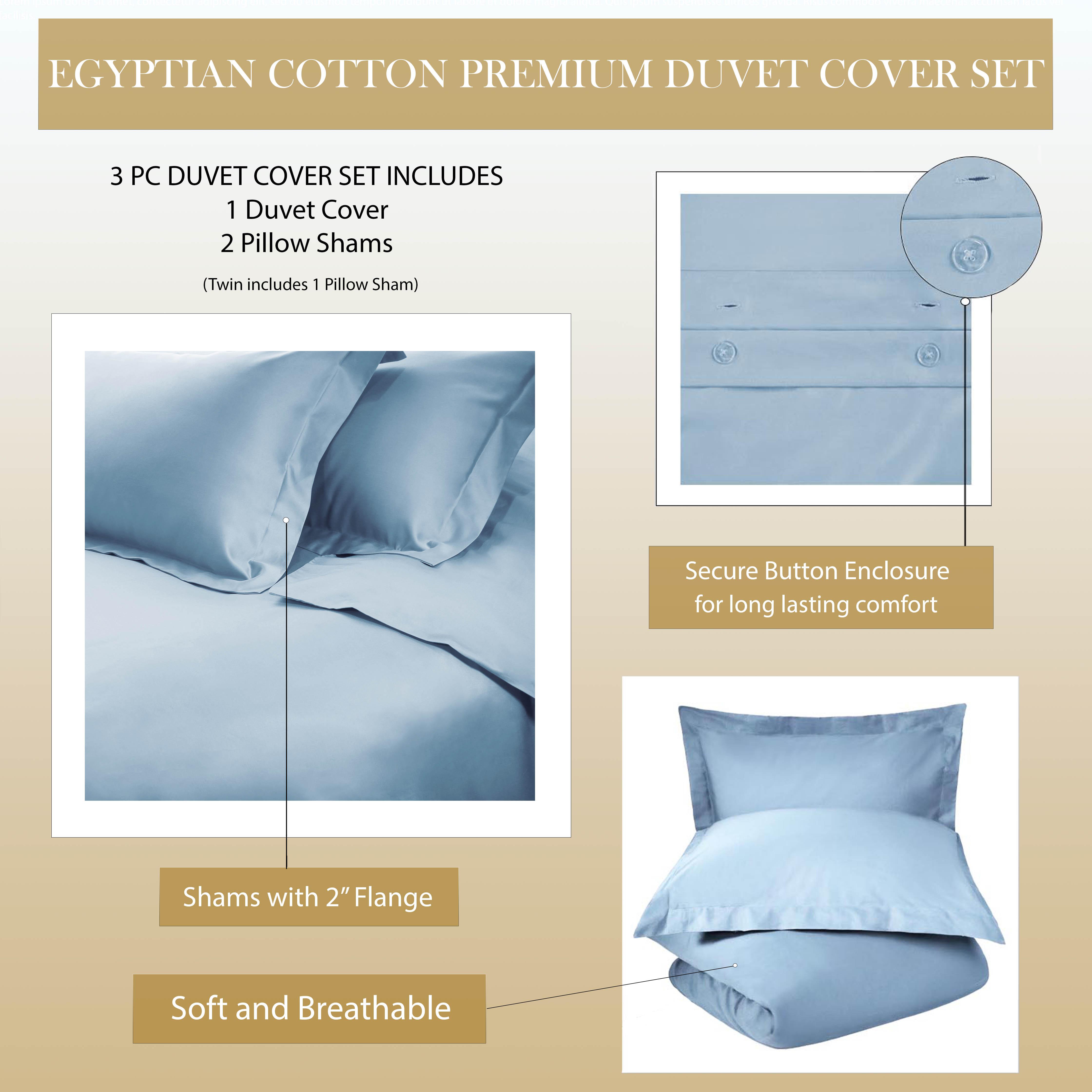 Premium Egyptian Cotton 530 Thread Count Duvet Cover Set - Ultra Soft & Breathable Bedding for Luxury Hotels & Master Bedrooms