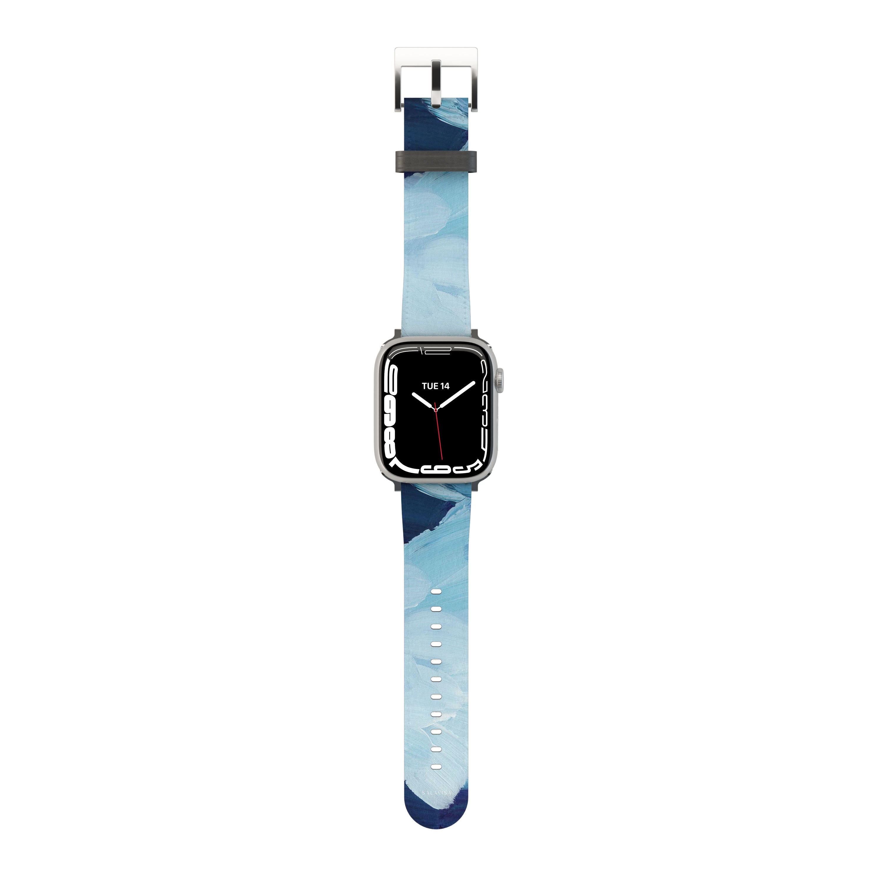 Premium Ocean Blue Paint Apple Watch Band - Soft Silicone Replacement Strap for Apple Watch Series 9/8/7/6/SE/5/4/3/2/1 - Perfect for Swimming, Running & Everyday Wear