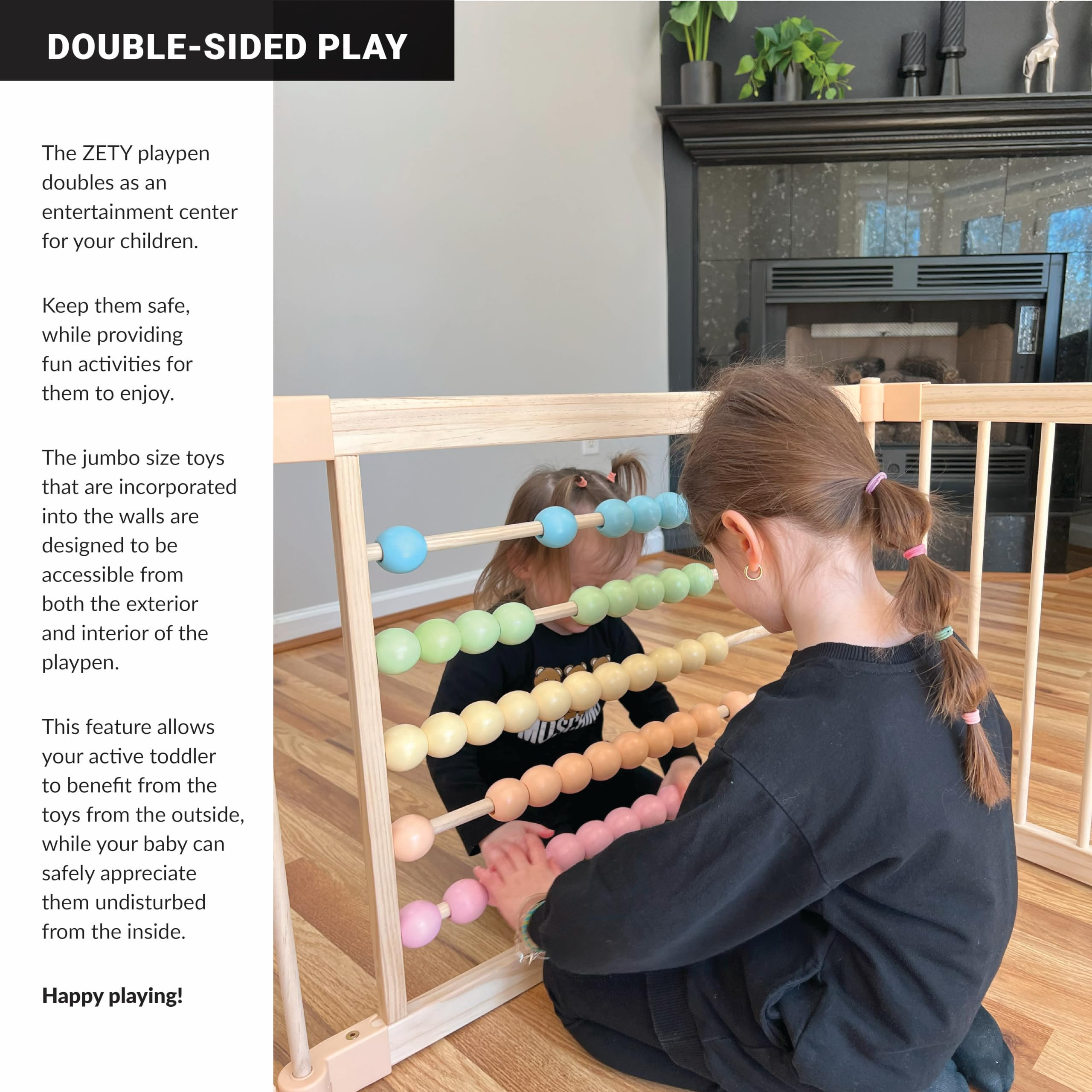 Extra Large Wooden Playpen for Toddlers & Babies - 8/10 Panel Foldable & Adjustable Baby Play Yard - Natural Wood Baby Gate for Indoor/Outdoor Use - Perfect for Playrooms, Daycares & Backyards