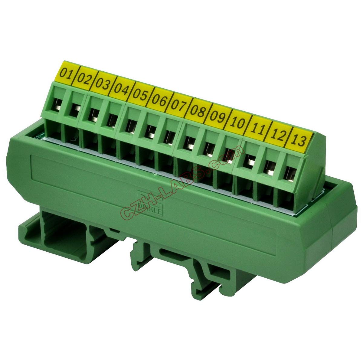 16A/300V DIN Rail Mount Screw Terminal Block - 13 Position Slim Distribution Module for Industrial Control Panels & Electrical Wiring