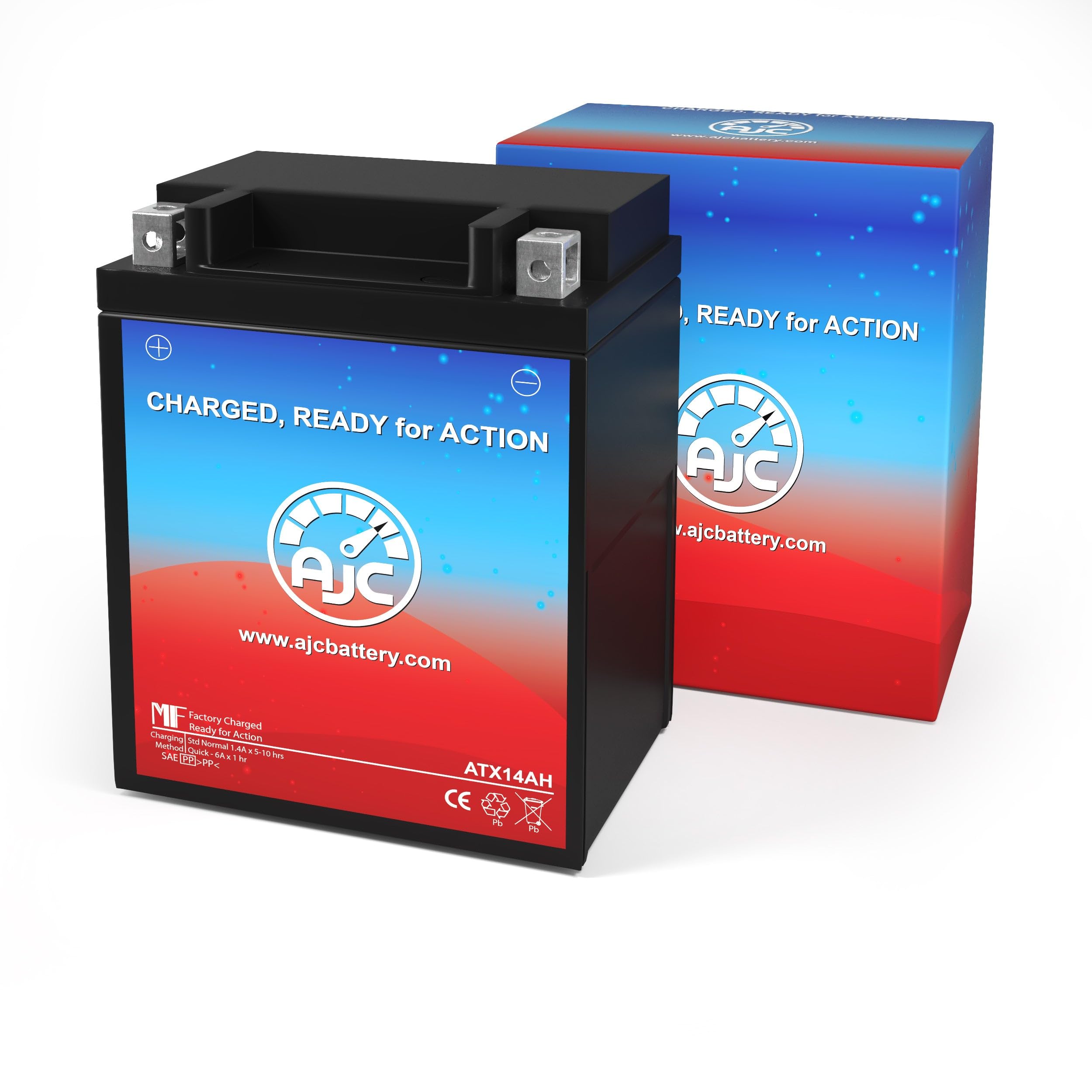 AJC CB14-B2 Replacement Battery - Compatible with Power Sonic CB14-B2 Powersports Battery for ATV, Motorcycle & Jet Ski - High Performance AGM Power Sports Battery