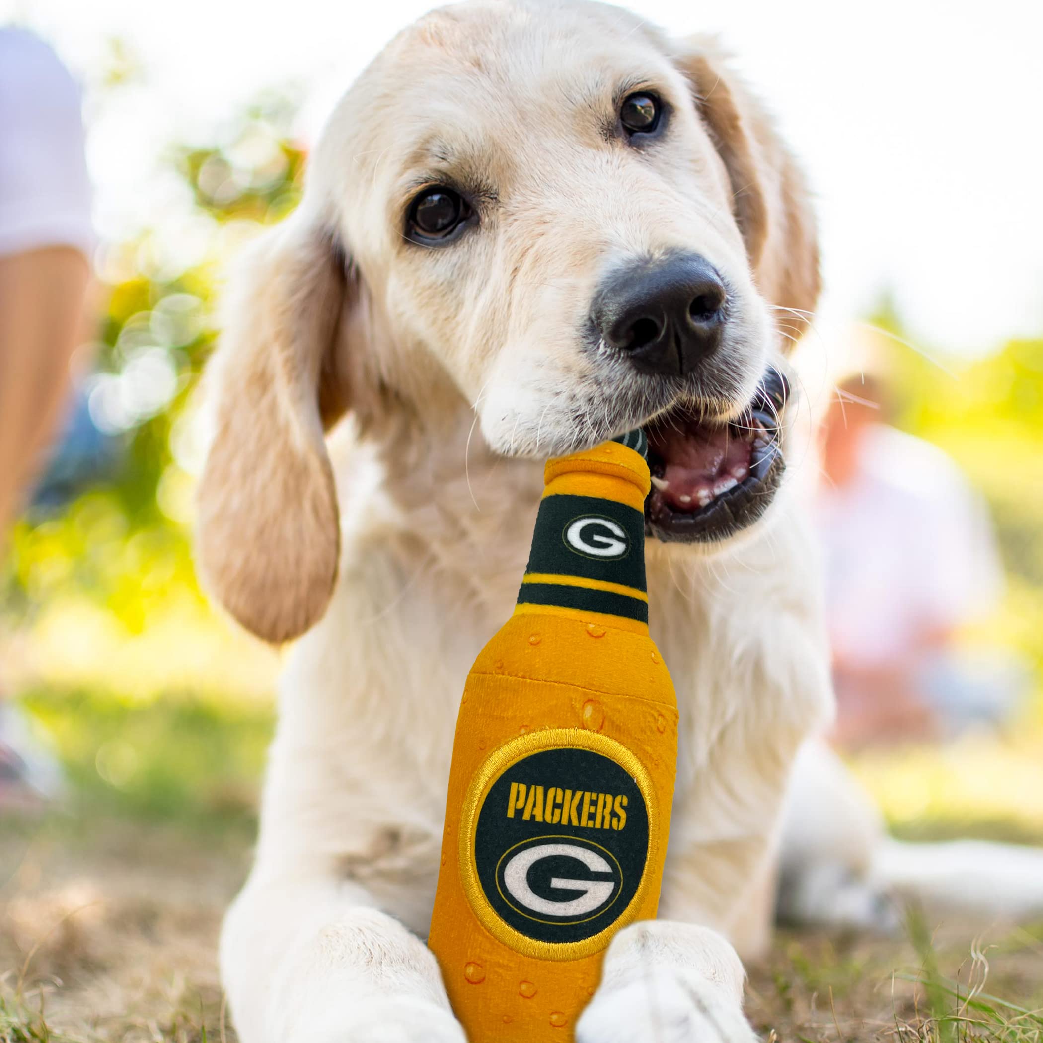 Pets First NFL Beer Bottle Chew Toy for Dogs - Durable Pet Chewing Toy for Puppies, Fun Football-Themed Dog Toy for Playtime & Training