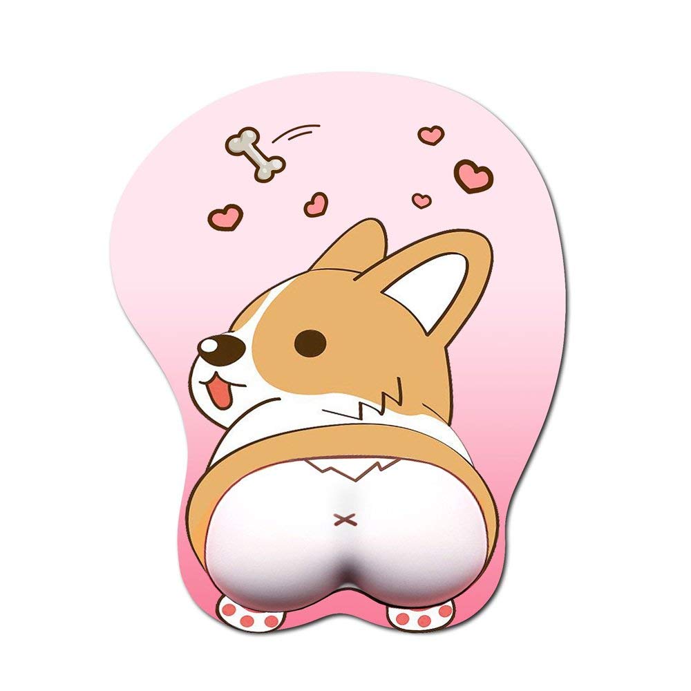 3D Funny Corgi Butt Shaped Silicone Mouse Pad - Non-Slip Ergonomic Desk Mat 8.6x10.2 Inches for Office, Gaming & Home Computer Use