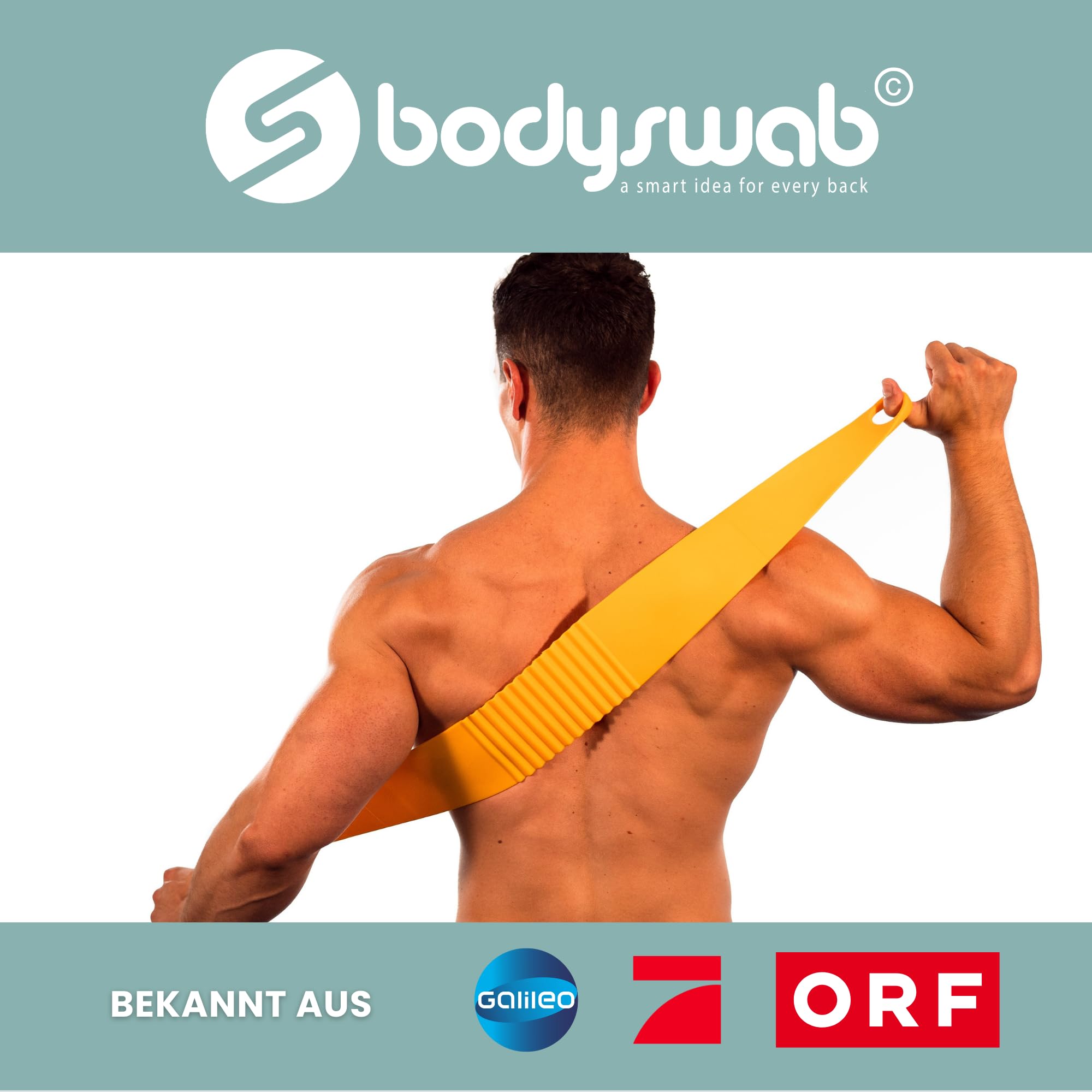 Bodyswab© Back Scrubber - Crack-Resistant, Durable, Dishwasher Safe | Alternative to Back Brush | Body Care Tool for Elderly & Seniors | Made in EU | Funny Bath Gadget for Shower & Spa Relaxation