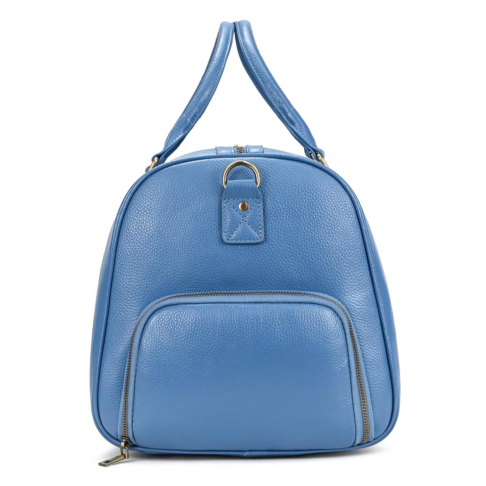 Premium Genuine Leather Weekender Bag for Men & Women - Large Capacity Vintage Travel Duffel - Retro Blue Overnight Bag - Perfect for Business Trips, Weekend Getaways & Gym Essentials