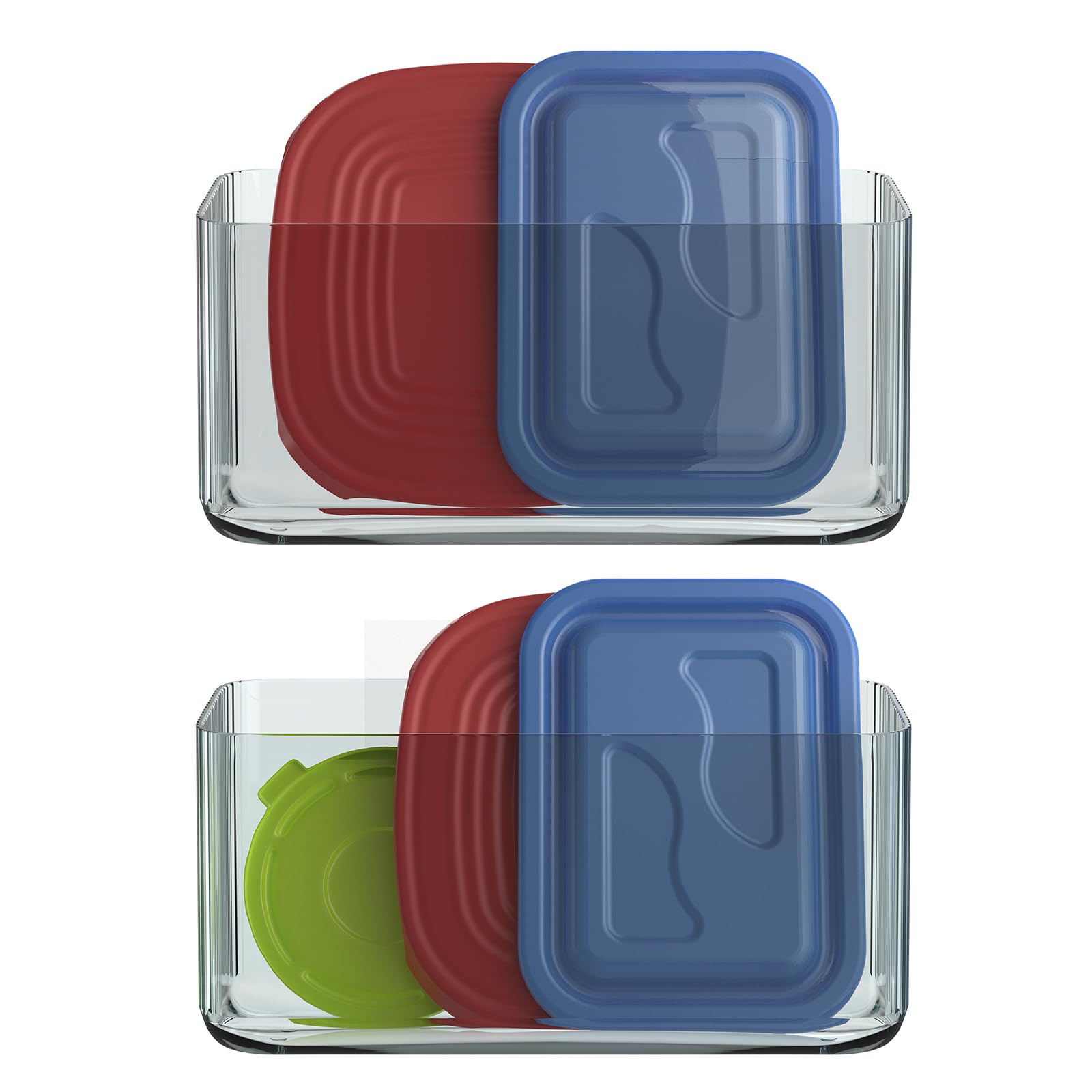 MaraFansie 2 Pack Plastic Lid Organizers - No Drill Cabinet Organizer for Kitchen Storage, Space Saving Tupperware & Food Container Lid Holders (Clear Gray) - Perfect for Pantry, Cabinet & Drawer Organization