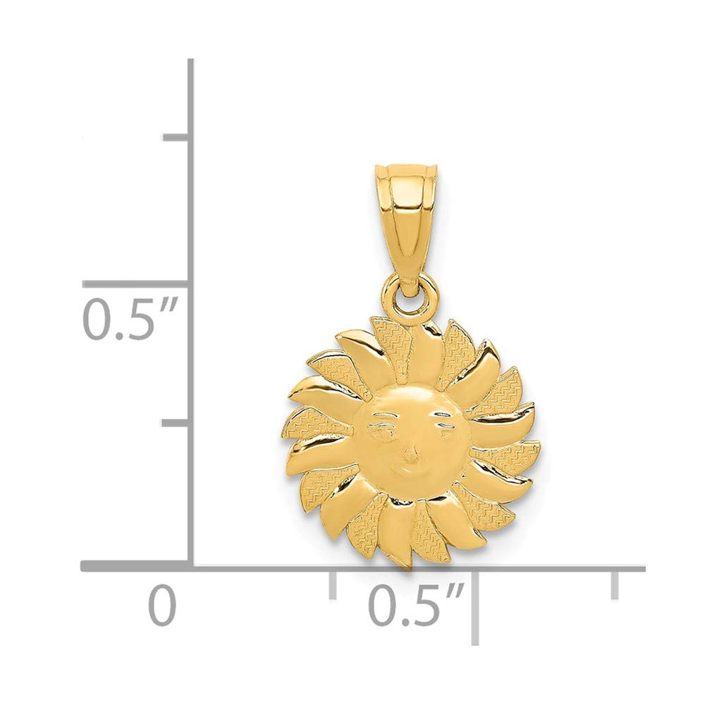 14k Solid Yellow Gold Sun with Face Pendant Charm - 18mm x 12mm for Necklace, Bracelet & Jewelry Making | Perfect Gift for Women & Girls