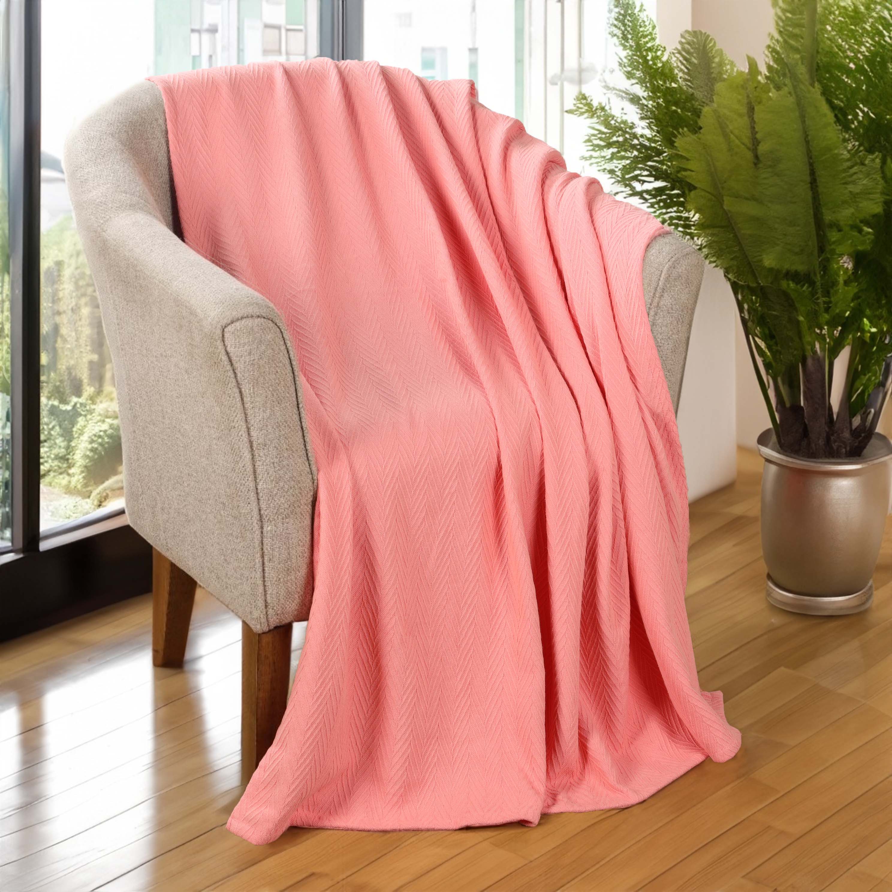 Soft All-Season Chevron Cotton Bed Blanket & Sofa Throw - Cozy Home Decor for Living Room, Bedroom, and Travel
