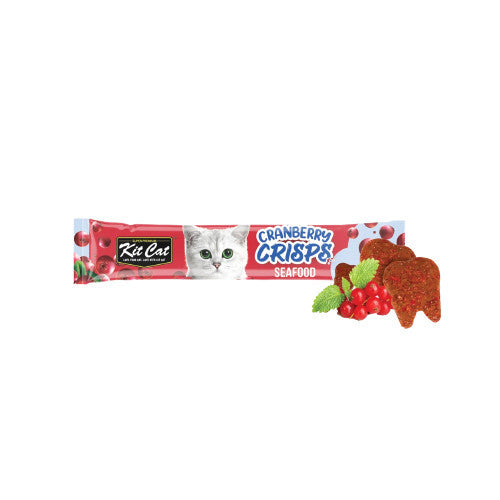 Kit Cat Cranberry Crisps 20g - Natural Cat Treats with Real Chicken, Beef, Lamb, Salmon, Seafood & Tuna - Grain-Free & Healthy Snacks for Cats - Perfect for Training, Rewards & Bonding with Your Feline Friend