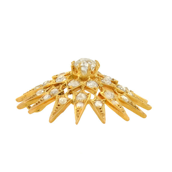 Victorian 18K Gold Diamond Starburst Pendant Necklace - 1.25 Carat Total Weight (CTW) - Elegant Jewelry Gift for Women, Perfect for Anniversaries, Weddings & Special Occasions