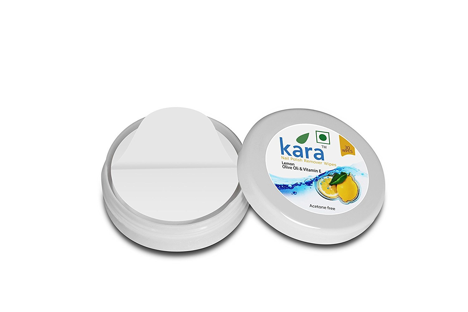Kara Wipes Nail Polish Remover with Vitamin E & Lemon Extract - Gentle & Effective Nail Polish Remover Wipes (30 Pads per Pack, Pack of 2) - Perfect for Travel, Manicures & Quick Nail Polish Removal