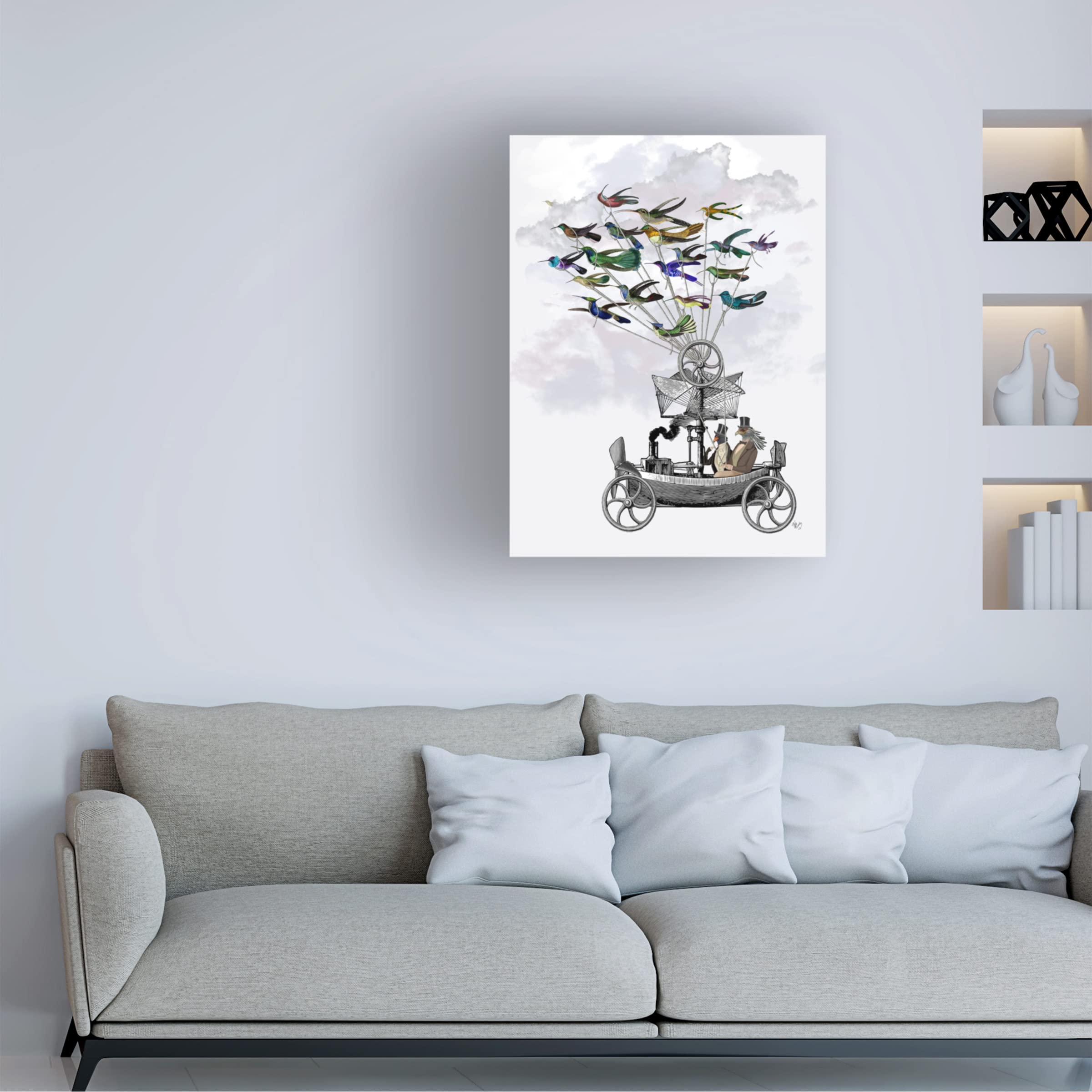 Fab Funky 'Bird Boat' Canvas Wall Art Print - Modern Home Decor for Living Room, Bedroom & Office - Handmade Premium Quality Fine Art