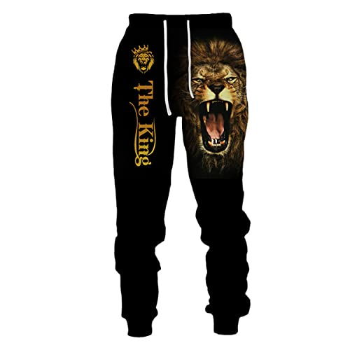 JNCJFS Men's 3D Print Lion Sweatpants - Athletic Jogging Pants, Casual Streetwear Trousers for Gym, Running & Lounge Wear - Comfortable Fashion Pants for Men