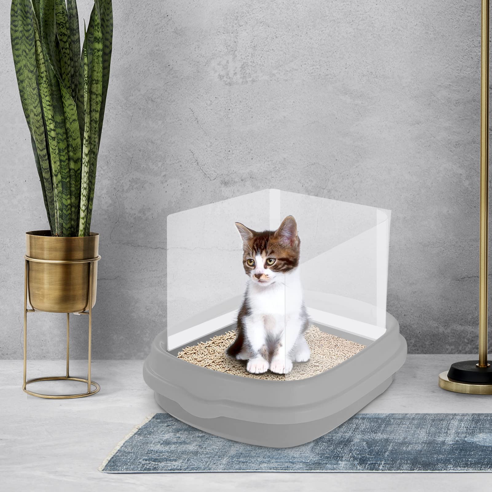 3 Pack Cat Litter Box Splash Guards - High Sided Reusable Pee Shields for Open Top Litter Pans, Anti-Splash Litter Box Accessories for Cleaner Floors (Litter Box Not Included) - Perfect for Small Spaces & Multi-Cat Homes