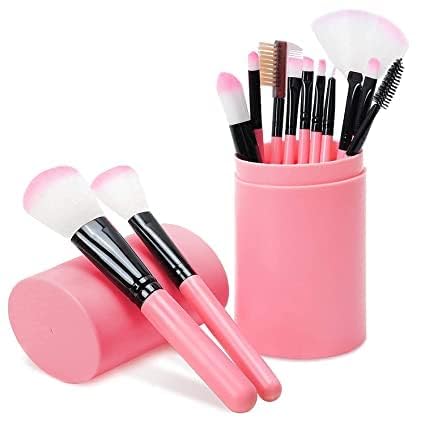 CARAPACE 12-Piece Makeup Brush Set with Storage Barrel - Professional Cosmetic Brushes for Foundation, Blending, Eyeshadow & More - Perfect for Home, Travel & Salon Use