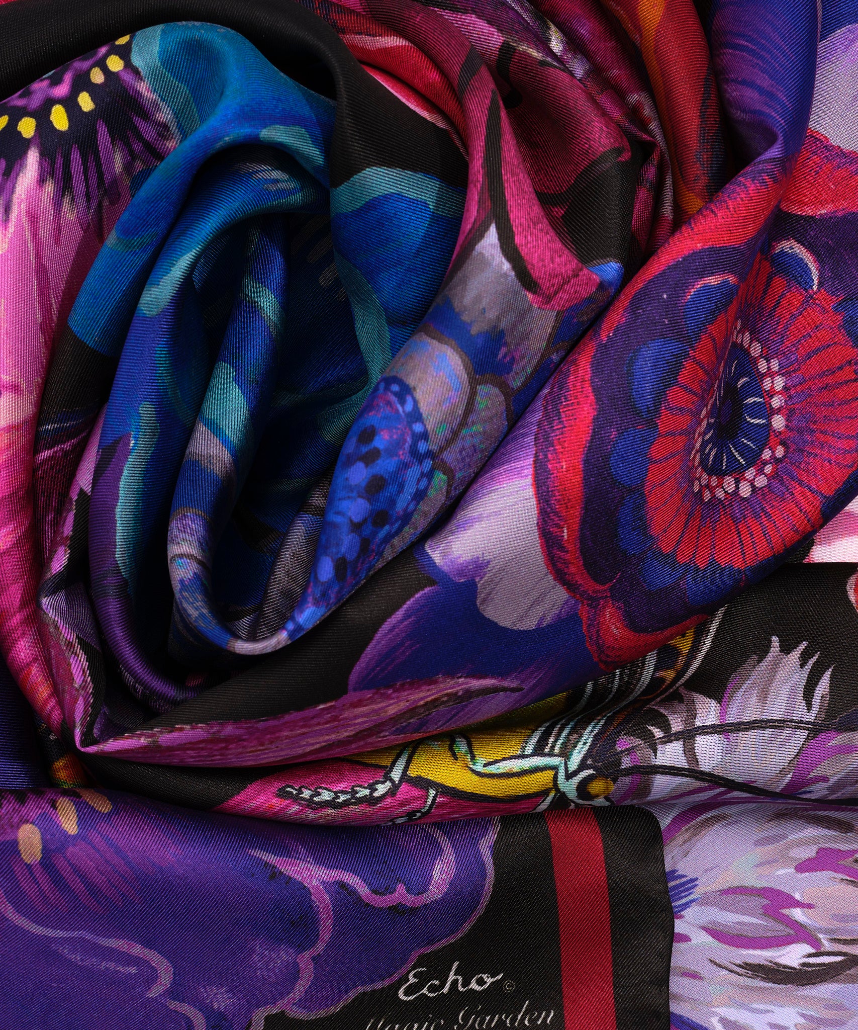 Magic Garden 35 Silk Square Scarf - Elegant Fashion Accessory for Women, Perfect for Travel, Parties & Gift Giving