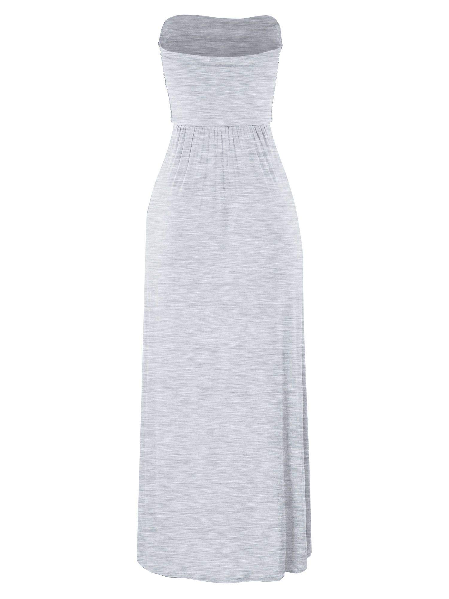 FashionMille Women's Strapless Tube Long Maxi Dress with Pockets - Elegant Summer Beach Wedding Party Formal Wear