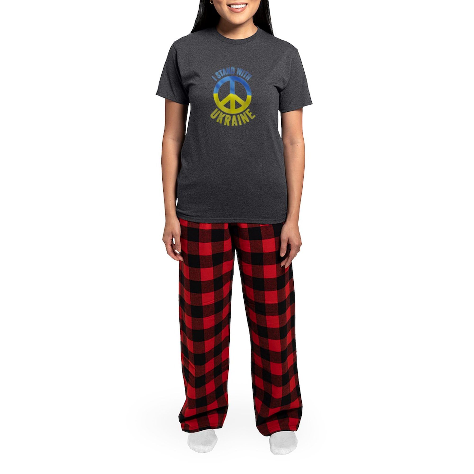 Stand with Ukraine Pajama Set for Women - Comfortable Charcoal Sleepwear | Support Ukraine Cause | Perfect for Sleepovers, Lounging & Showing Solidarity