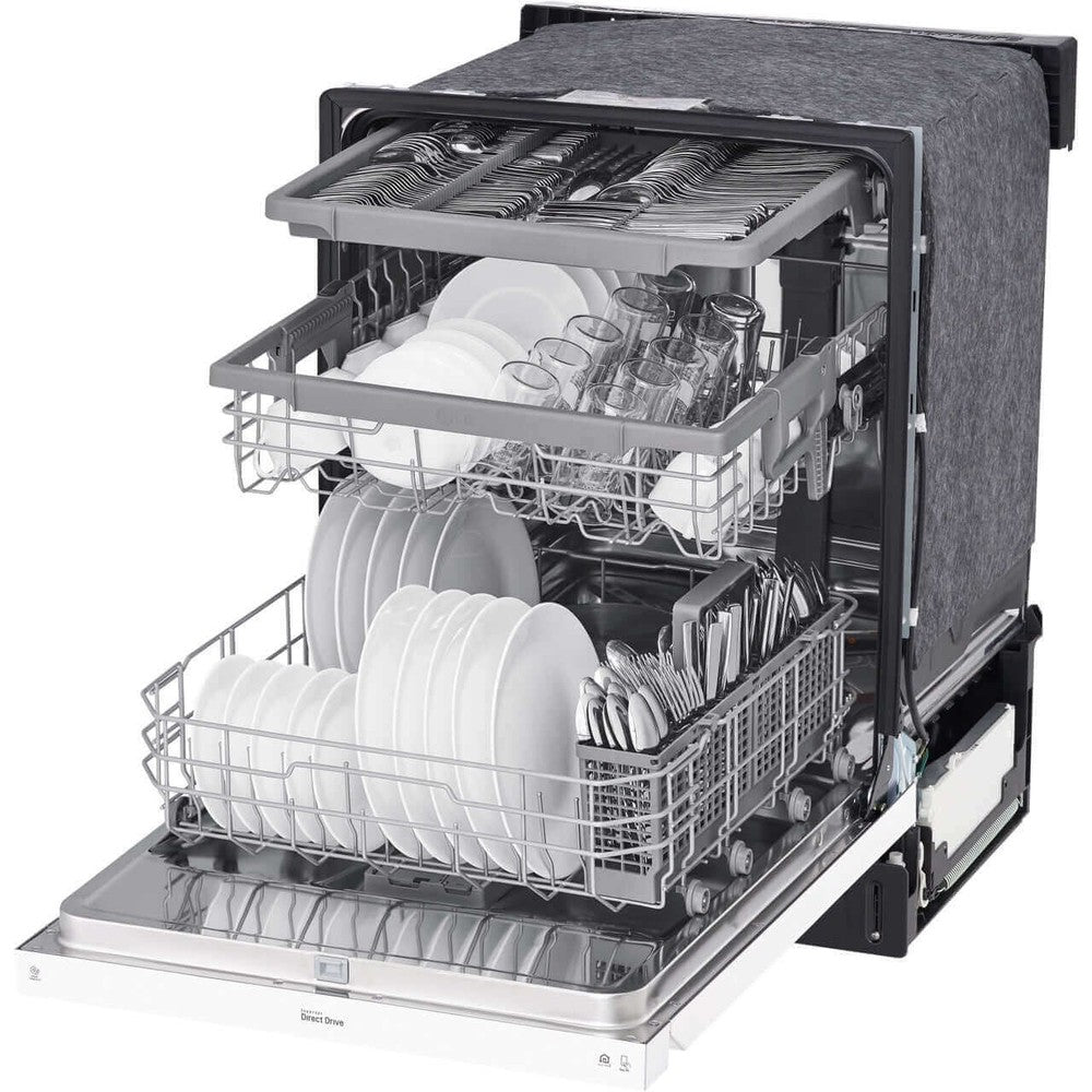 LG LDFN4542W 24-Inch Built-In Dishwasher with QuadWash Technology, 3rd Rack & Front Controls - Energy Star Certified White Appliance for Modern Kitchens | Perfect for Small Families & Entertaining Guests
